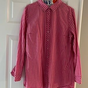 Talbots Pink Gingham Button Down Shirt